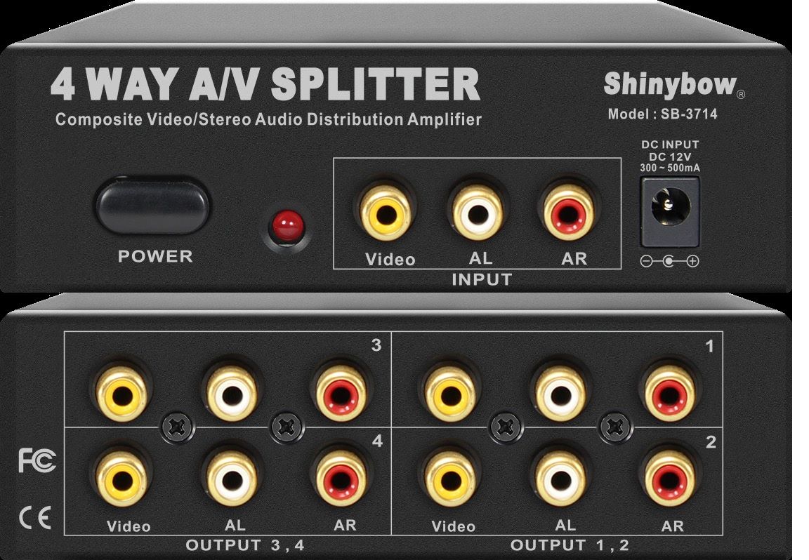 1x4 Composite Video•Audio Distribution Amplifier