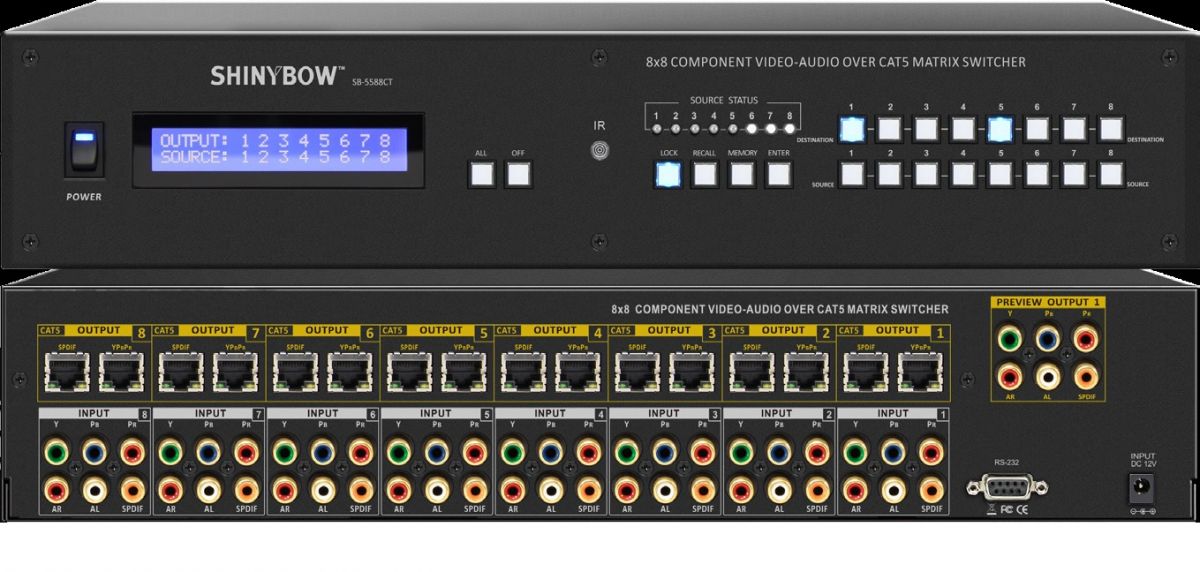 8x8 Component•Digital•Audio CAT5 Matrix Switcher